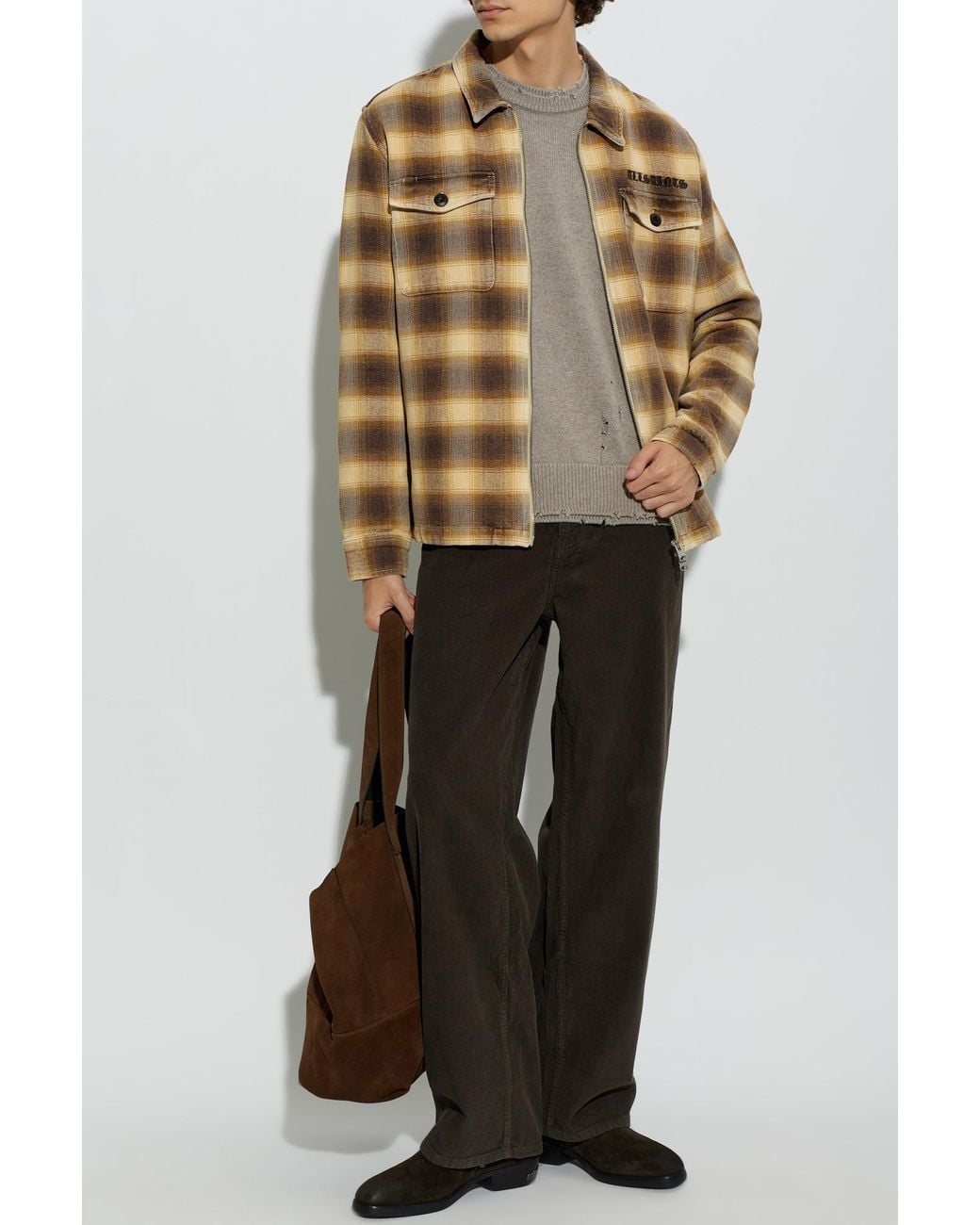 AllSaints Black Corduroy Trousers 'Rivet' for men