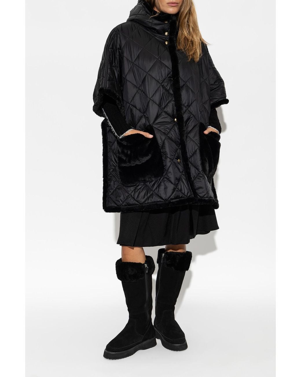 Moncler Black Poncho With Hood