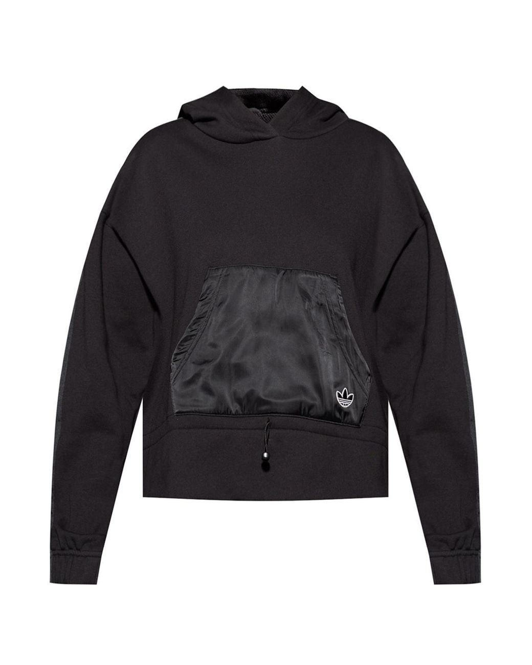 adidas Originals Cotton Branded Hoodie in Black - Lyst