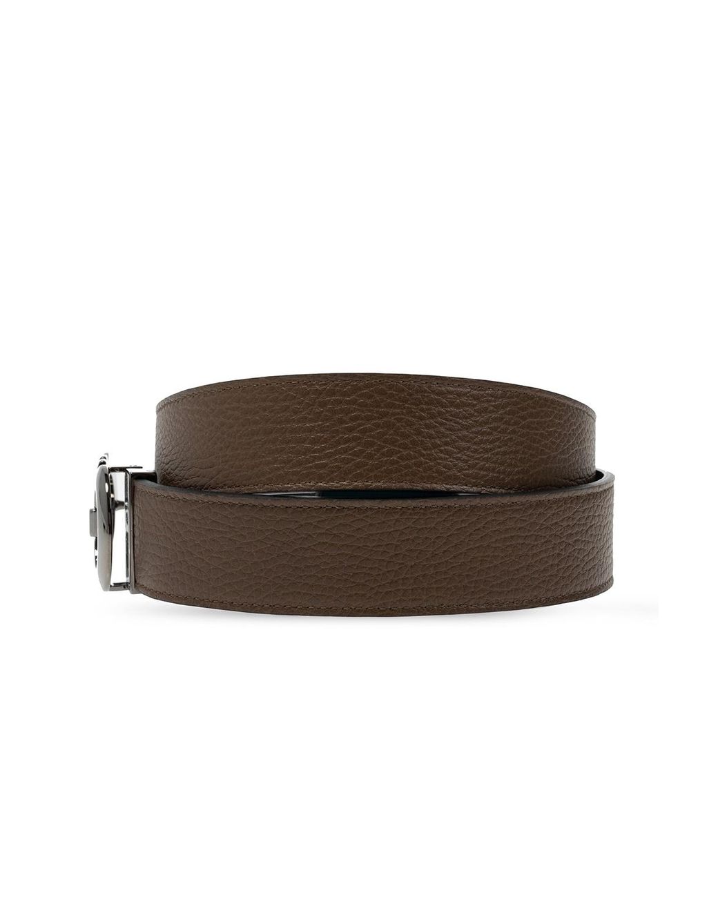 Ferragamo Brown Adjustable & Reversible Gancini Leather Belt for men