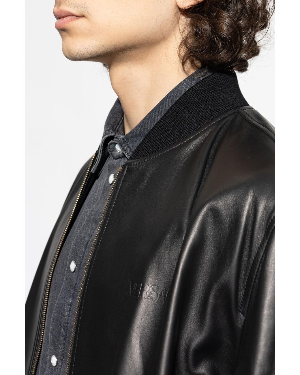 Versace Black Leather Jacket for men