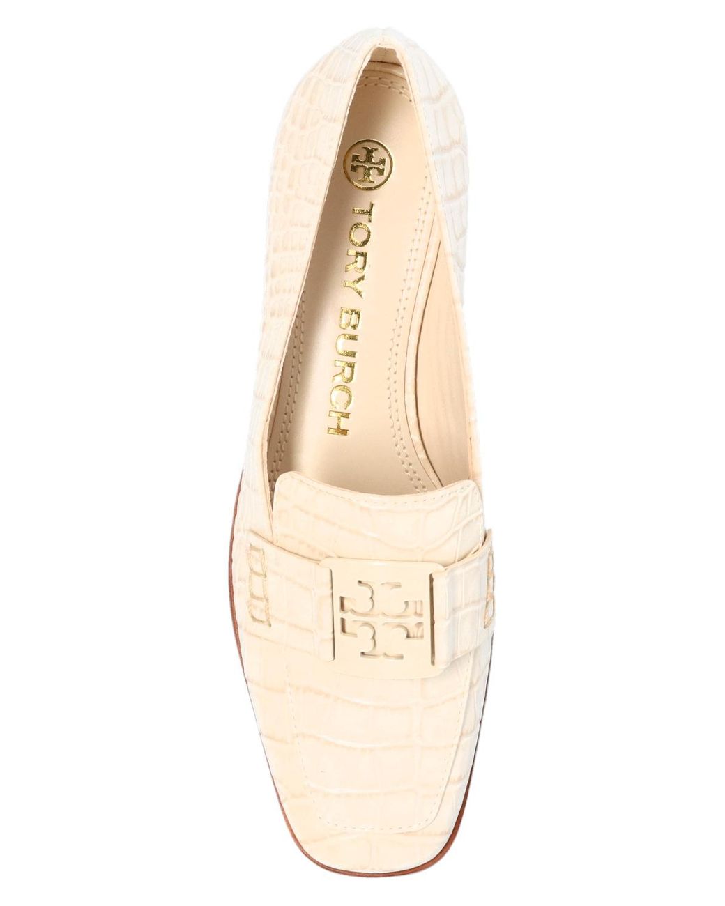 Tory Burch Georgia Croc Embossed Loafer in Natural | Lyst