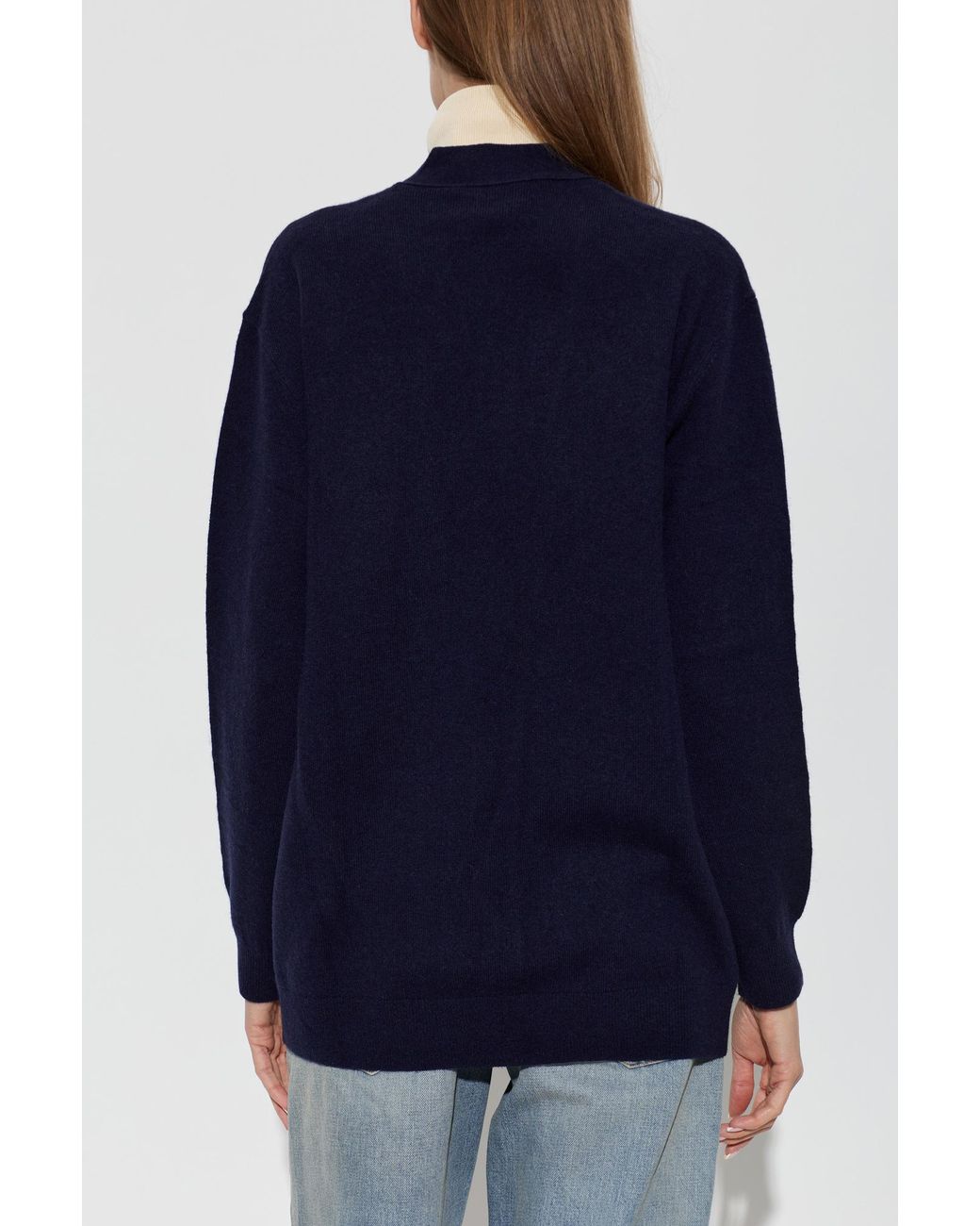 Emporio Armani Blue Wool Cardigan With Pockets