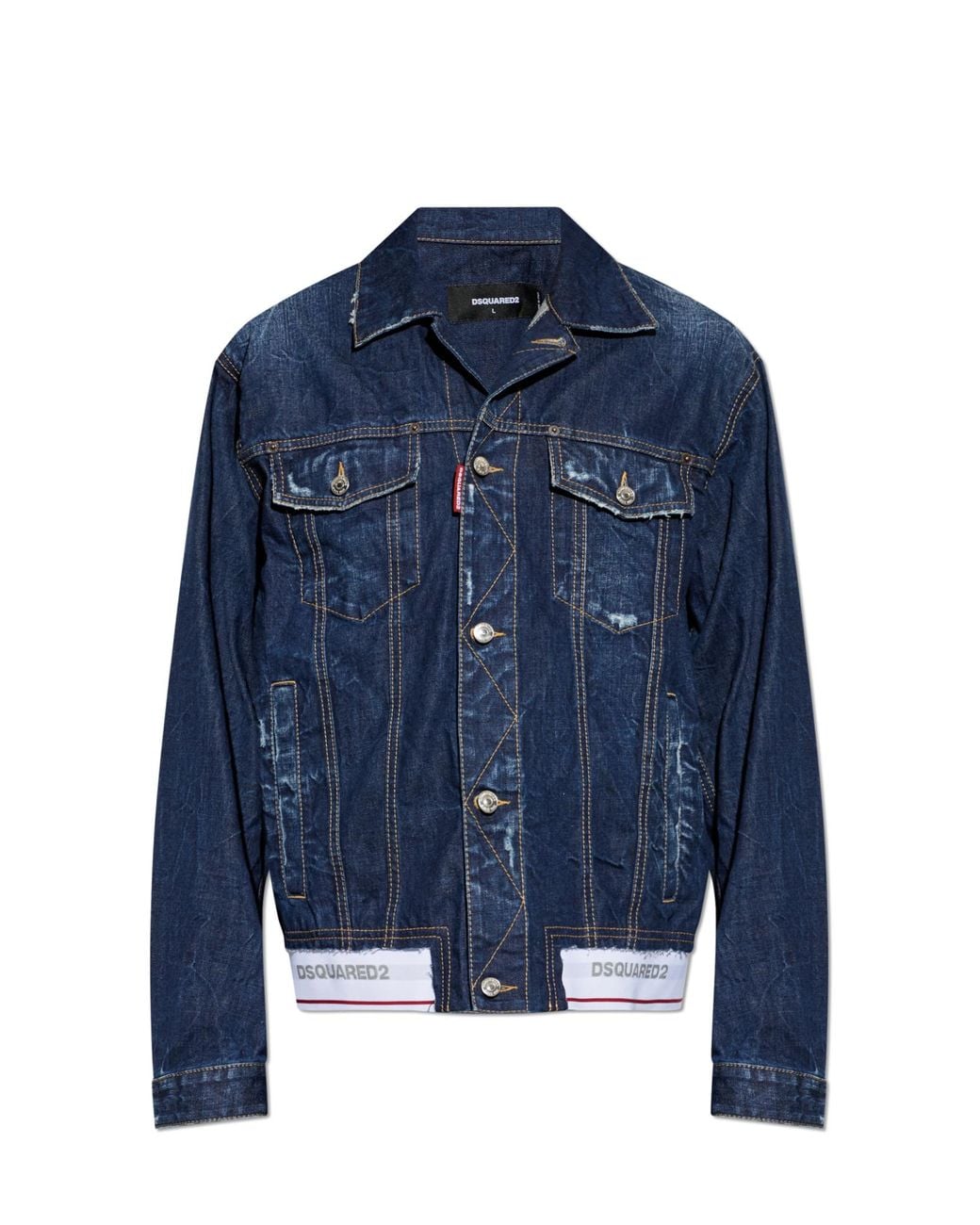 DSquared² Blue Denim Jacket With Vintage Effect for men