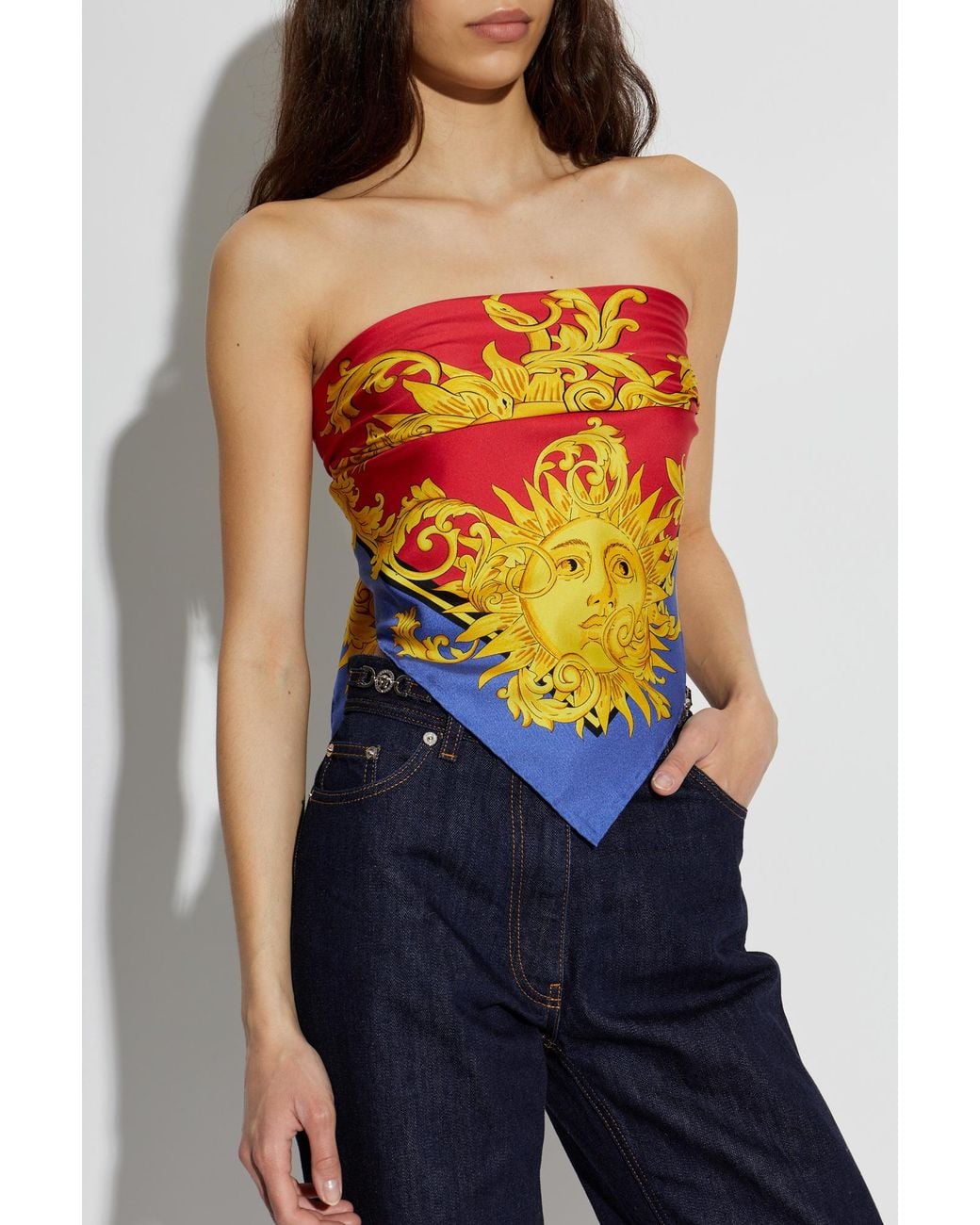 Versace Pink Silk Scarf With "The Sun" Print