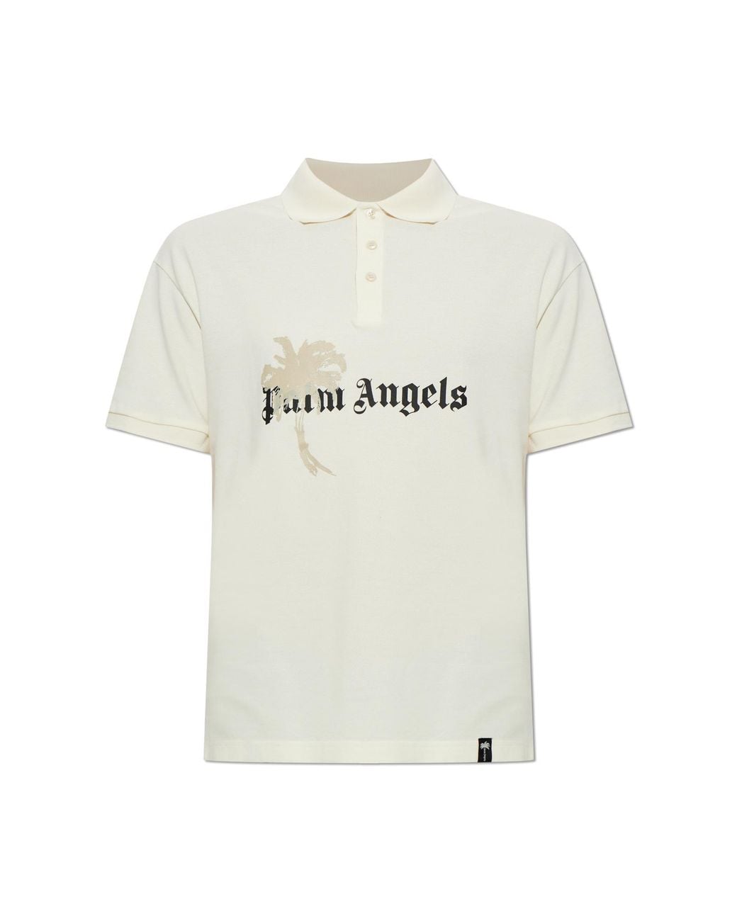 Palm Angels White Printed Cotton Polo Shirt for men