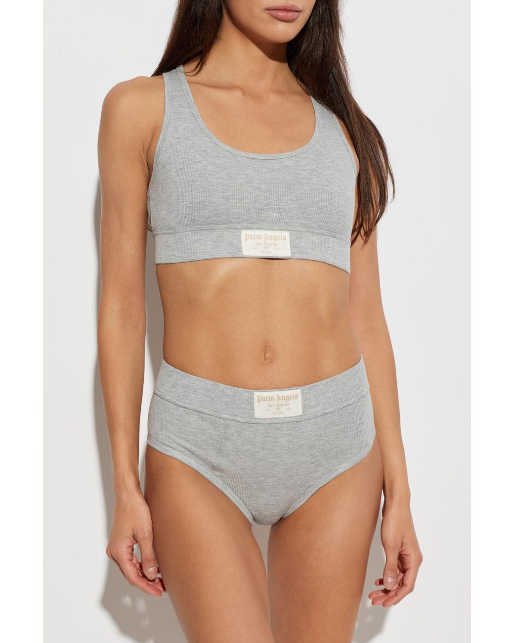 Palm Angels Gray High-Waisted Cotton Briefs