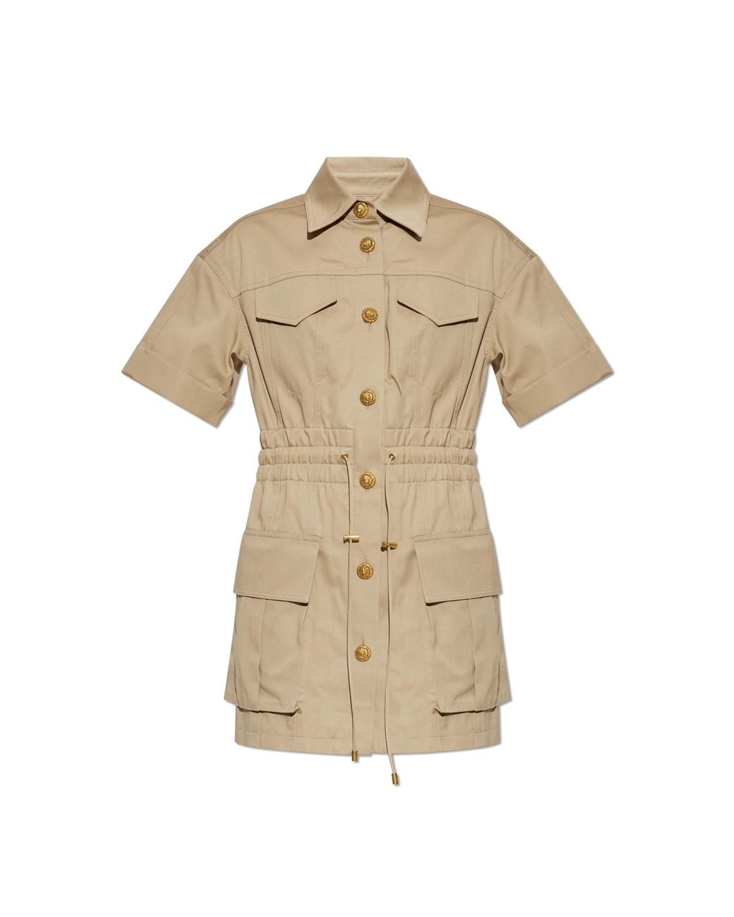 Balmain Natural Short Dress With Pockets