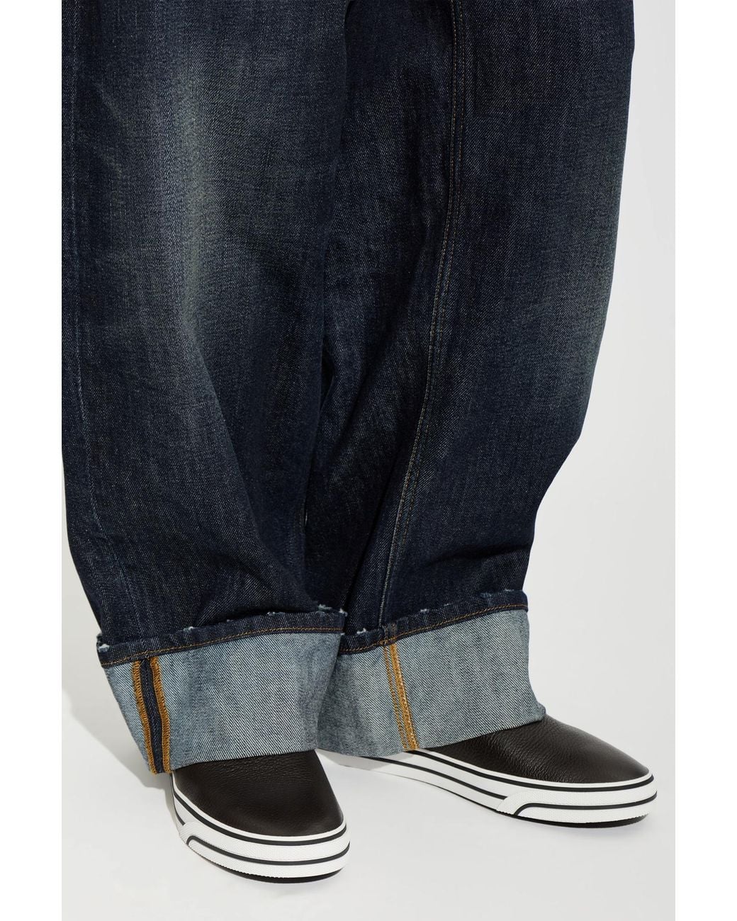 Dolce & Gabbana Black Leather Sports Shoes With Logo for men
