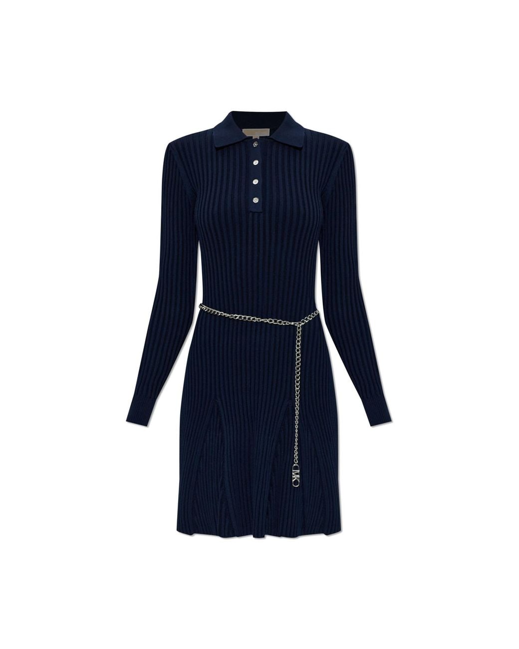 MICHAEL Michael Kors Blue Long Sleeve Dress With Decorative Chain