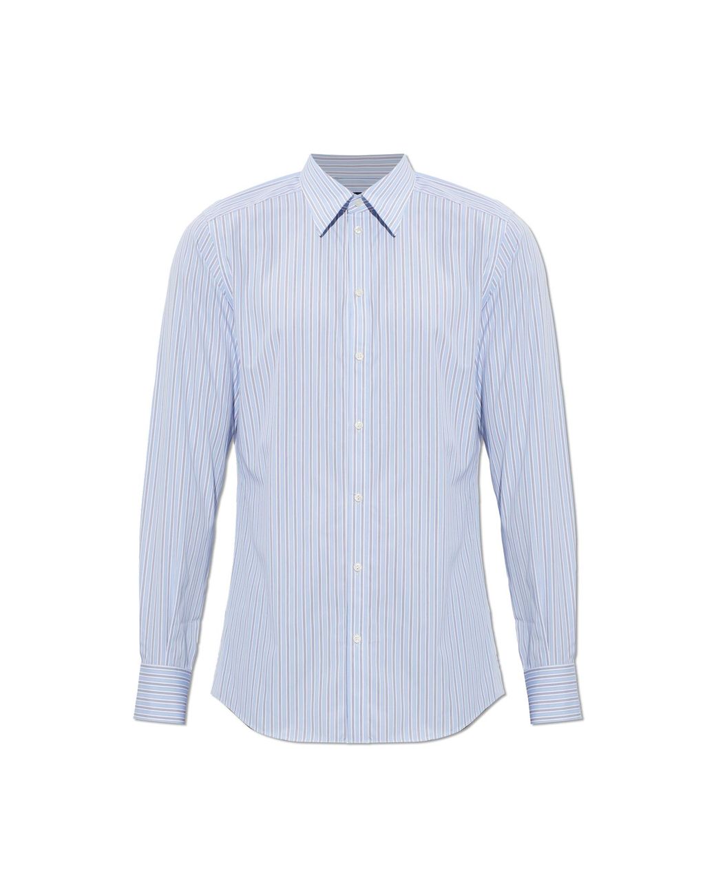 Dolce & Gabbana Blue Cotton Striped Shirt for men
