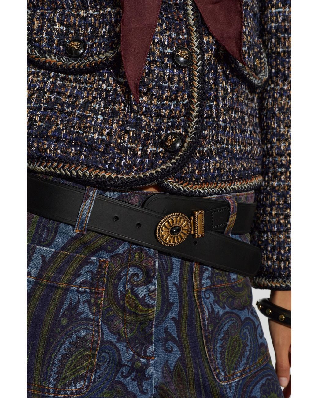 Etro Black Leather Belt