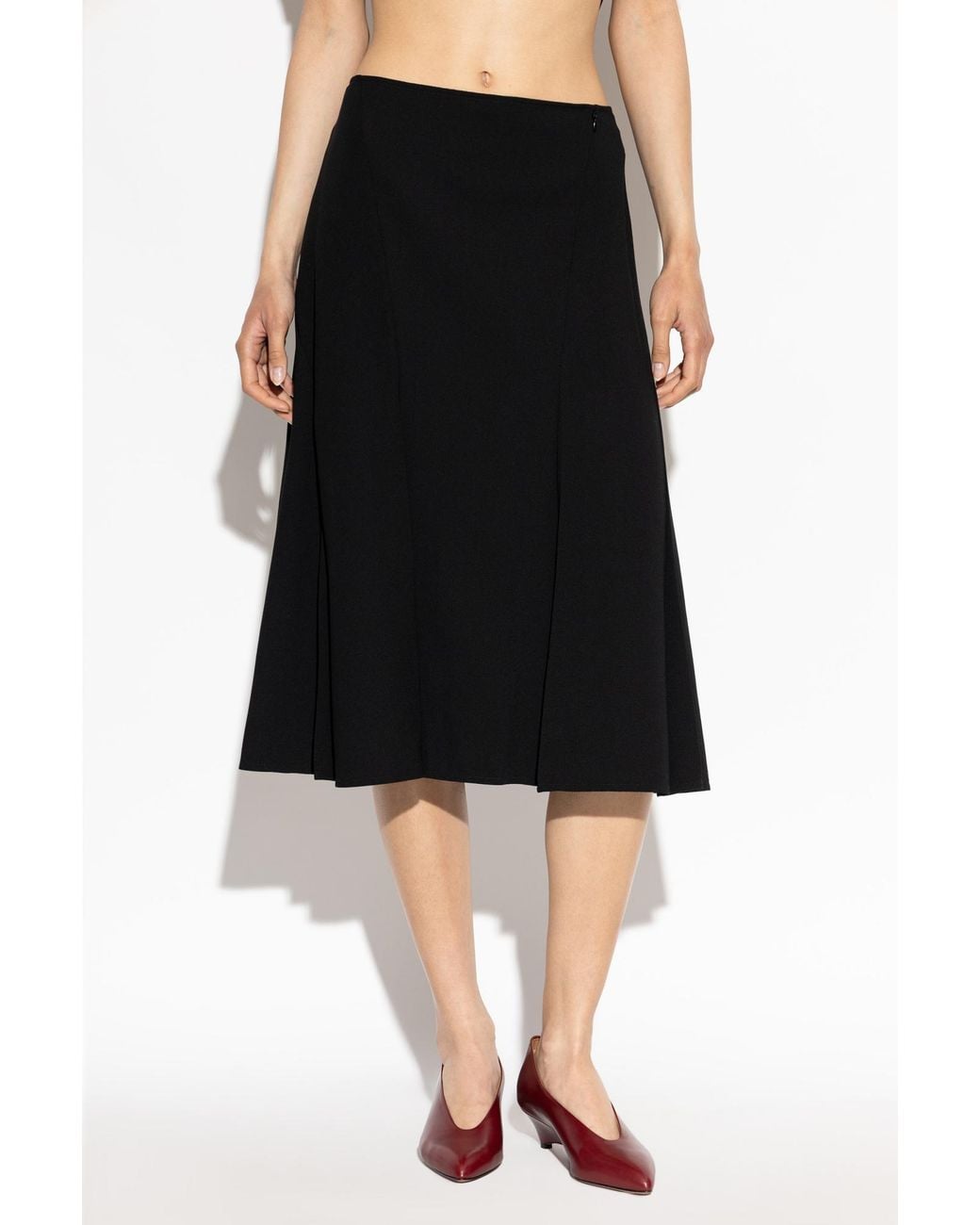 Jil Sander Black Wool Pleated Skirt