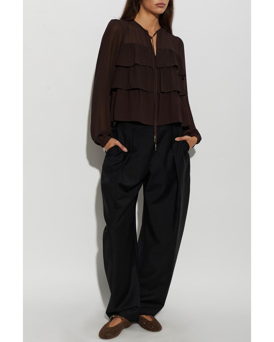 MICHAEL Michael Kors Brown Blouse With Ruffles