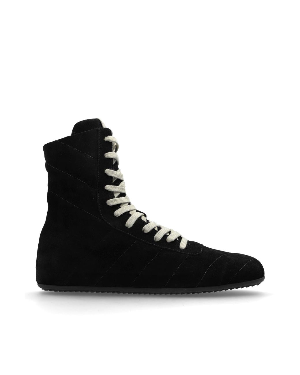 Rick Owens Black 'Quilted Minimal High Sneaks' Sports Shoes for men
