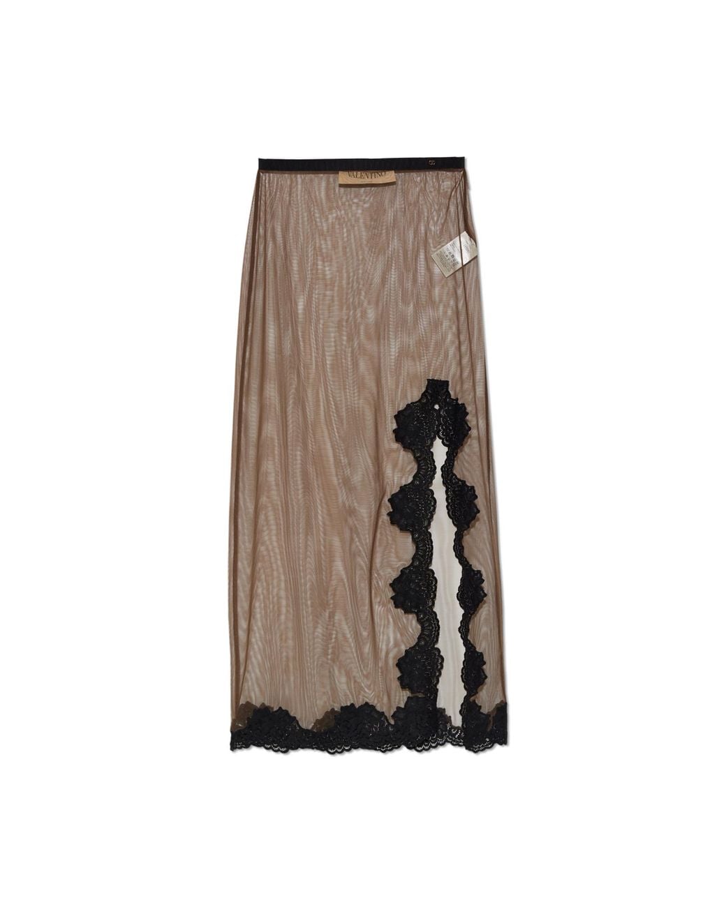 Valentino Garavani Black Transparent Skirt With Lace Trim