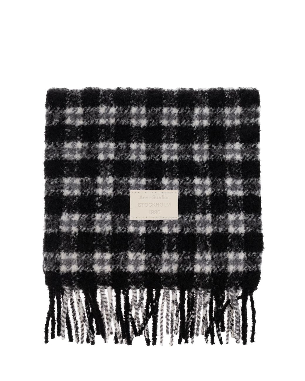 Acne Black Wool Scarf With Fringing