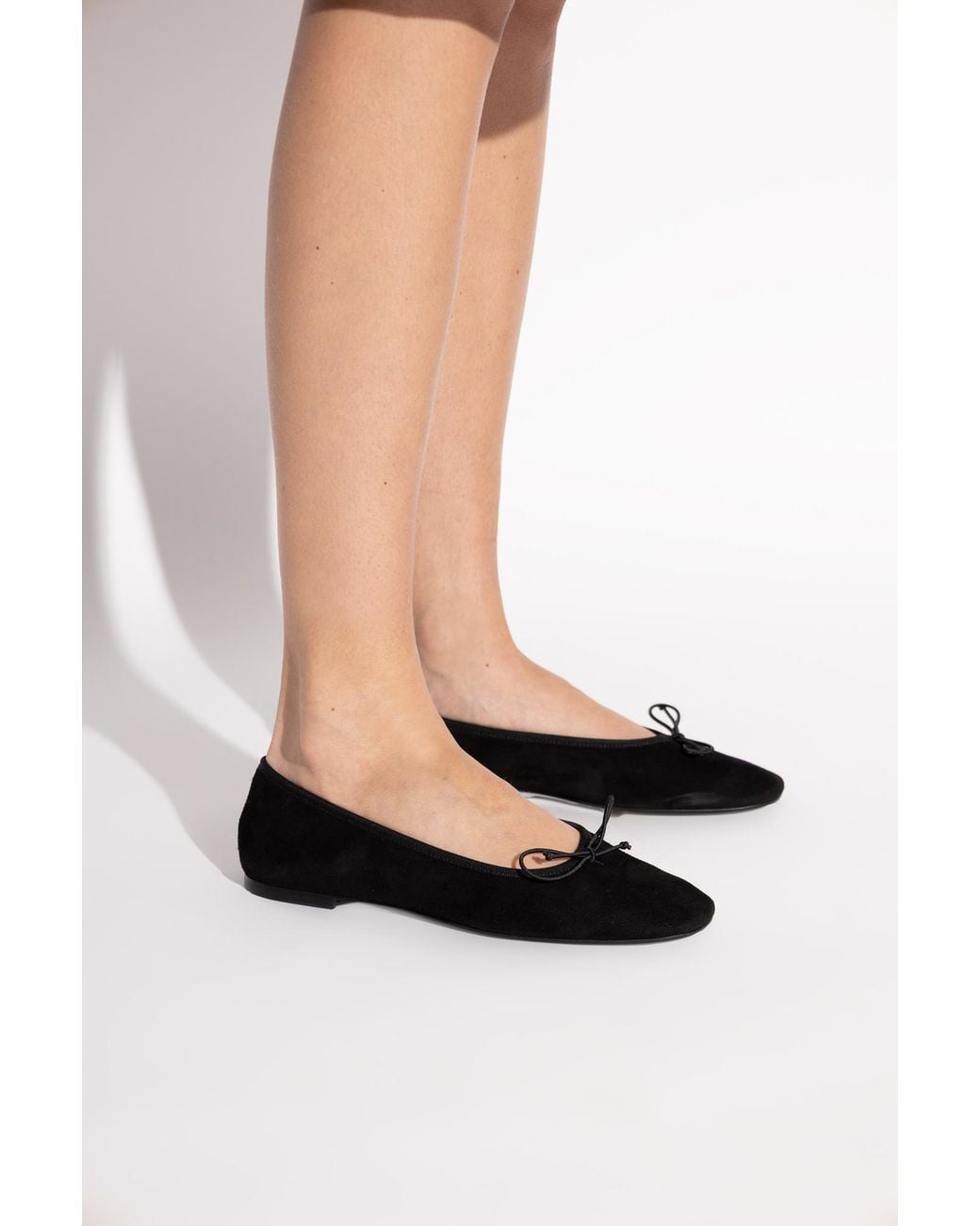 Aeyde Black Suede Ballerinas 'Tiby'