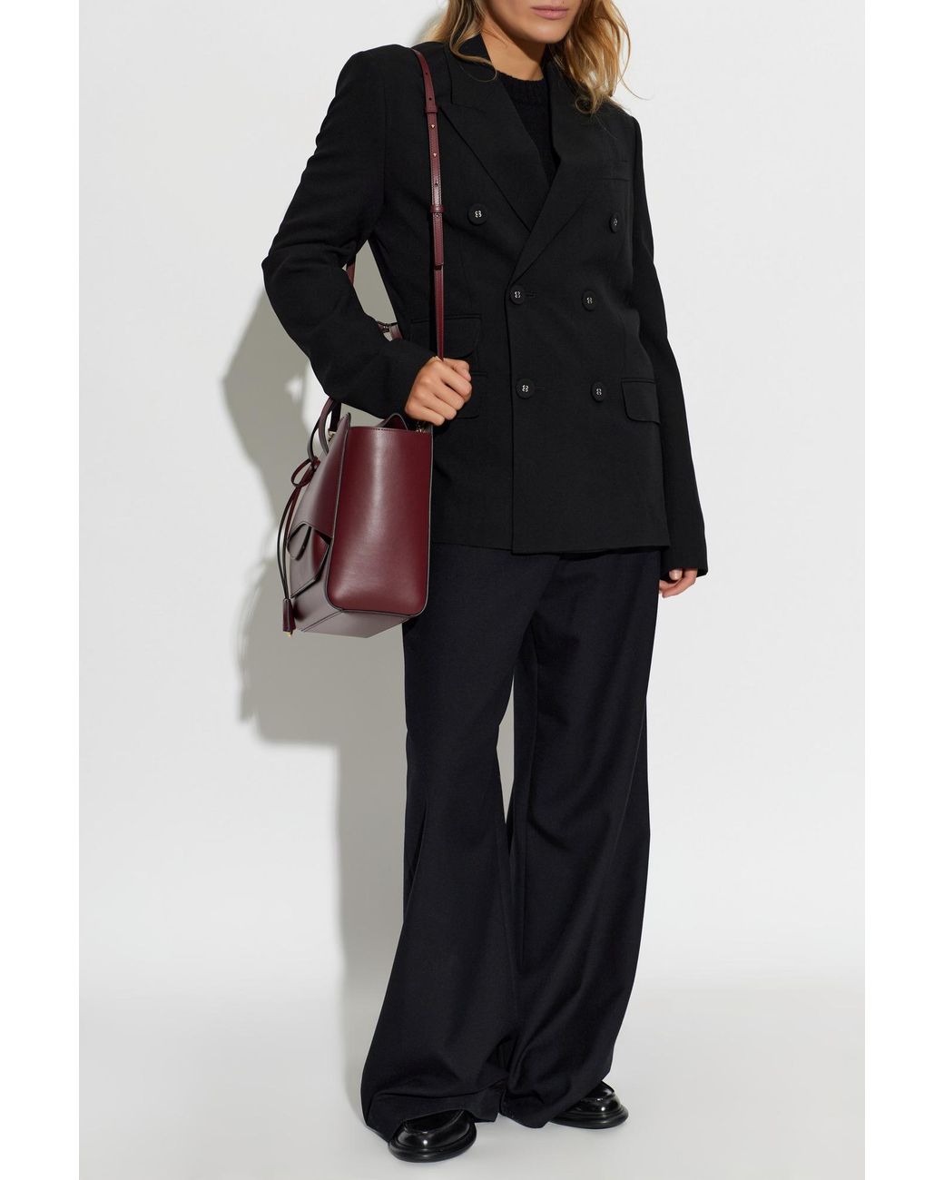 AMI Black Wool Blazer With Open Lapels