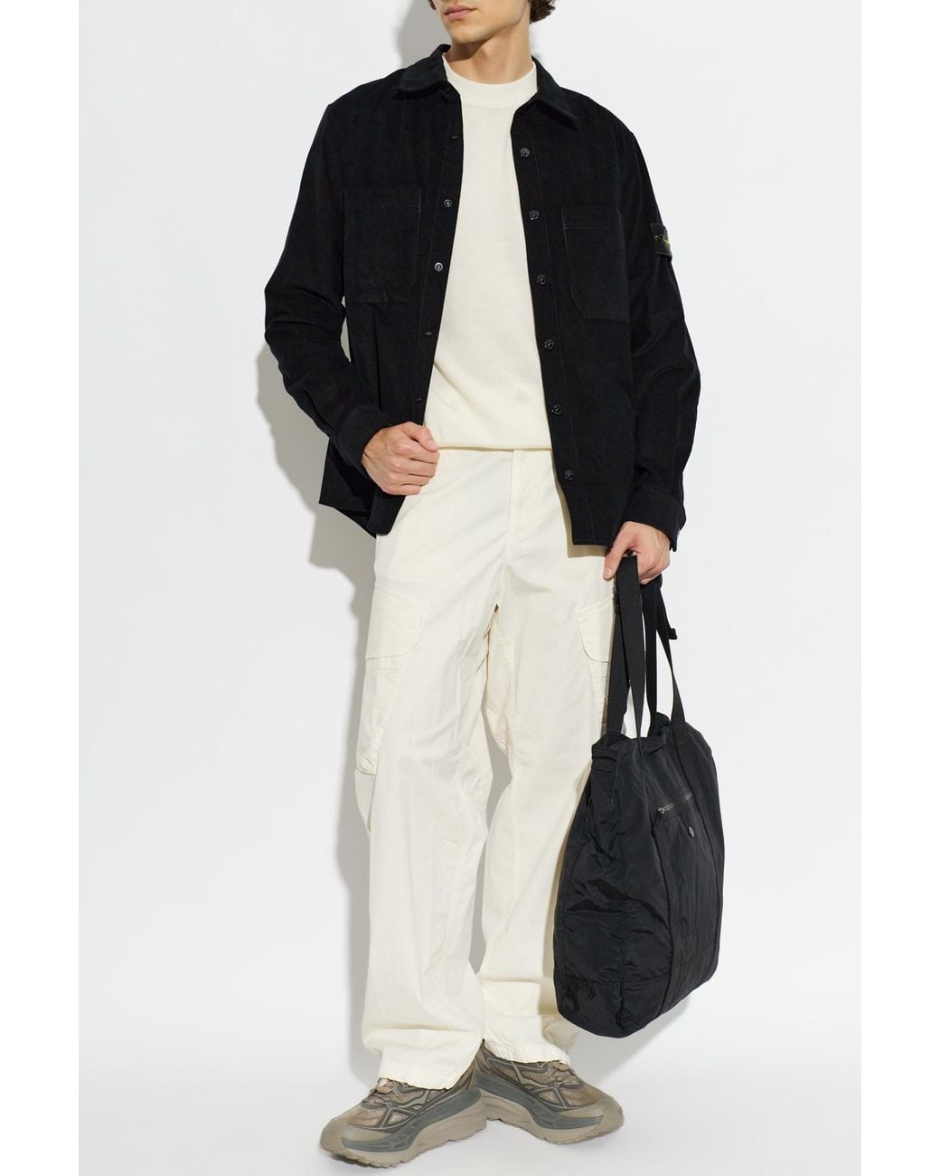 Stone Island Black Corduroy Shirt for men