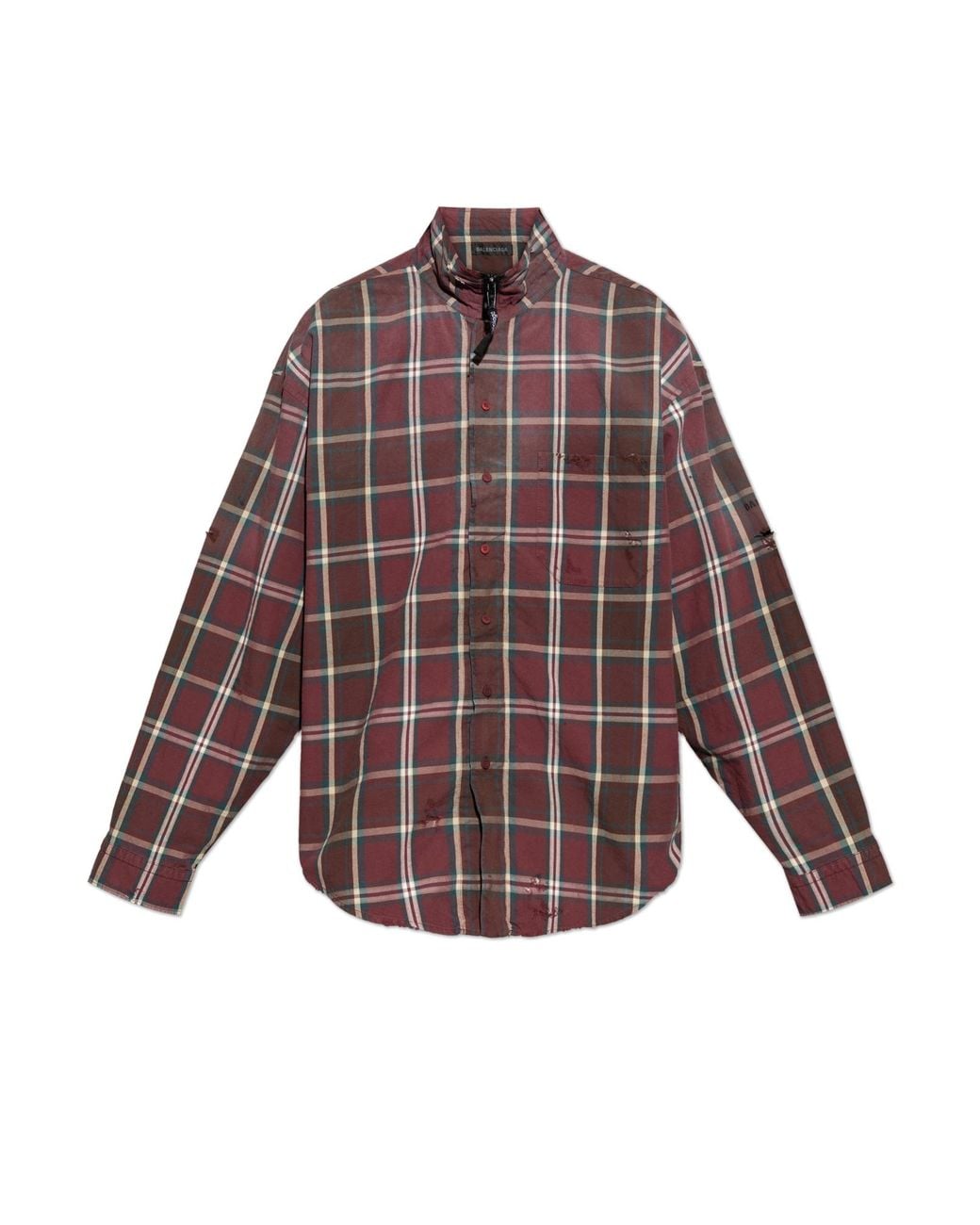 Balenciaga Red Checked Pattern Shirt for men