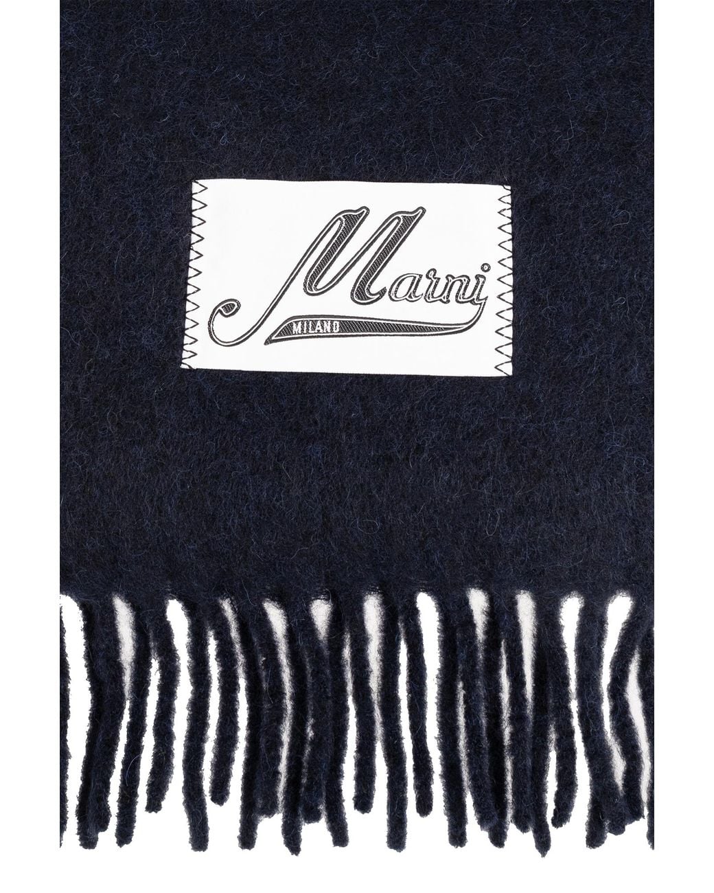 Marni Blue Wool Scarf With Logo for men