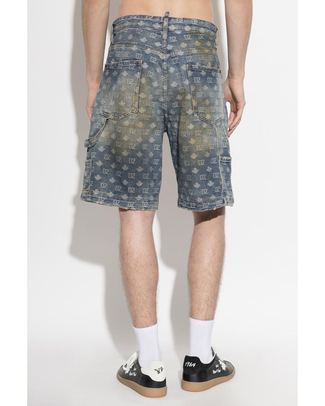 DSquared² Blue 'Carpenter' Monogram Shorts for men