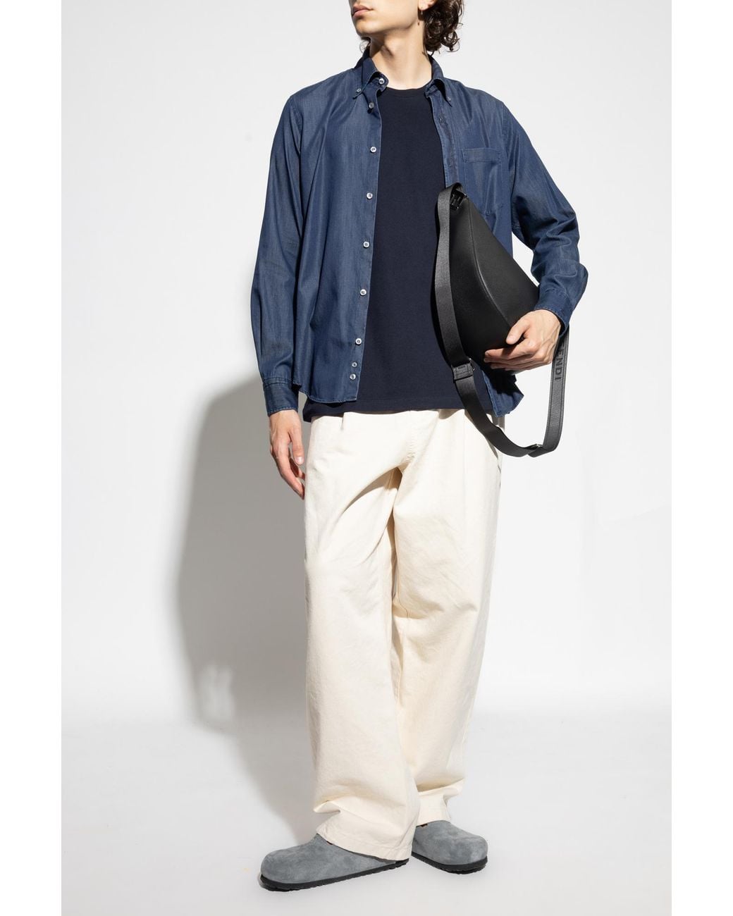 Paul & Shark Blue Denim Shirt With Pocket for men