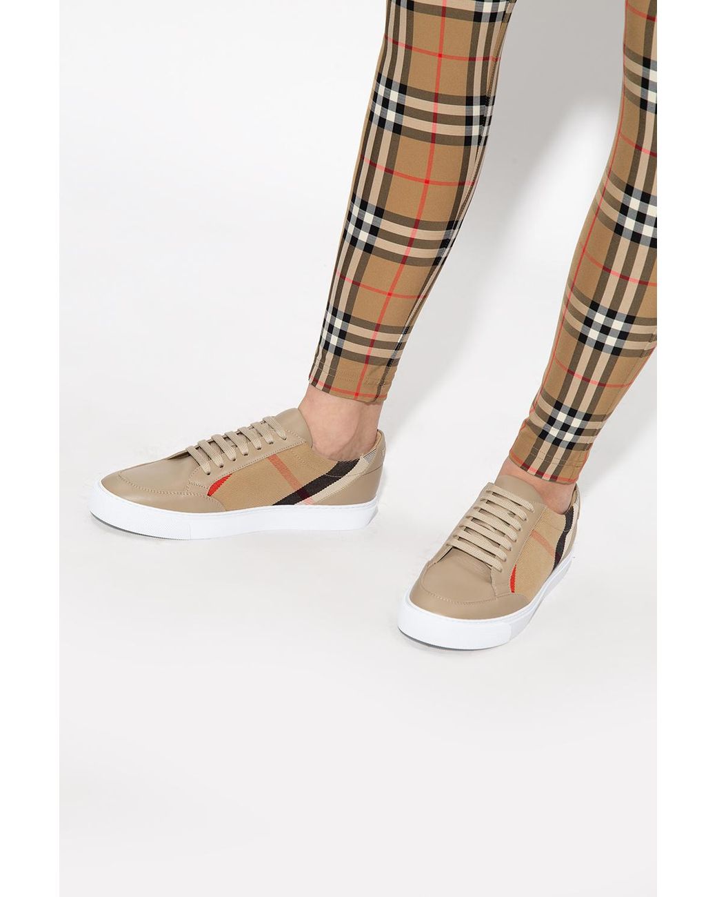 Burberry Leather 'new Salmond' Sneakers in Beige (Natural) | Lyst