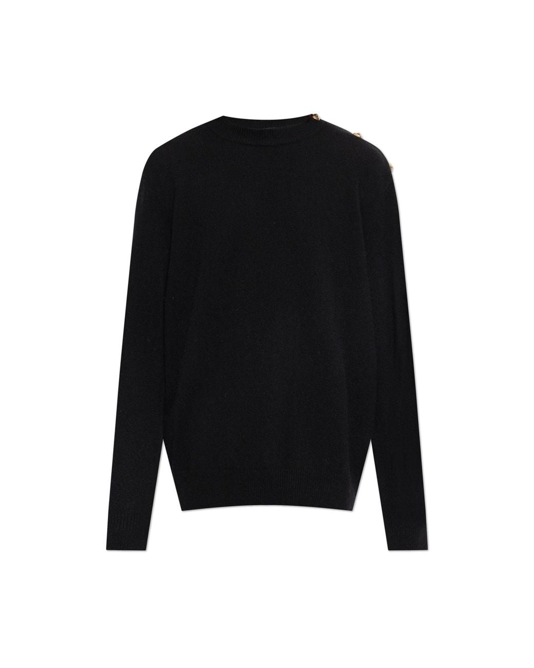 Balmain Black Sweater With Shoulder Fastening for men