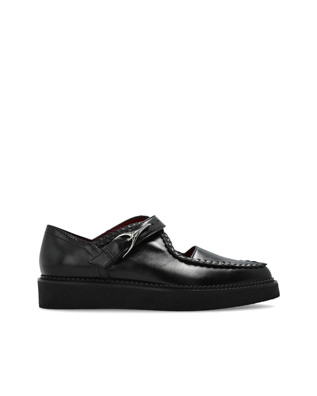 McQueen Black 'Wishbone Creeper' Leather Shoes