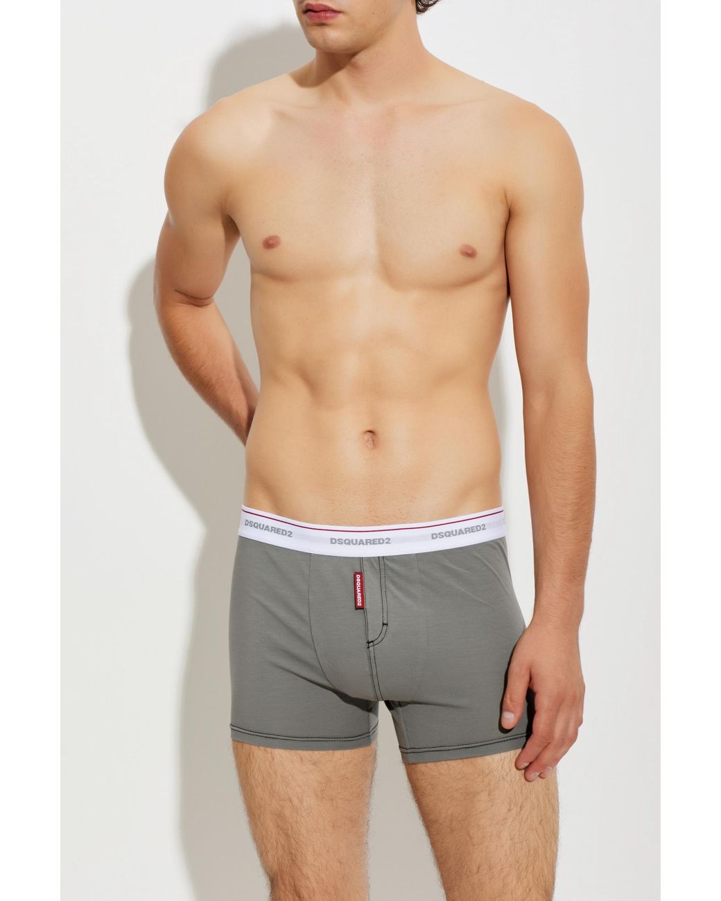DSquared² Gray Cotton Boxers With Logo for men