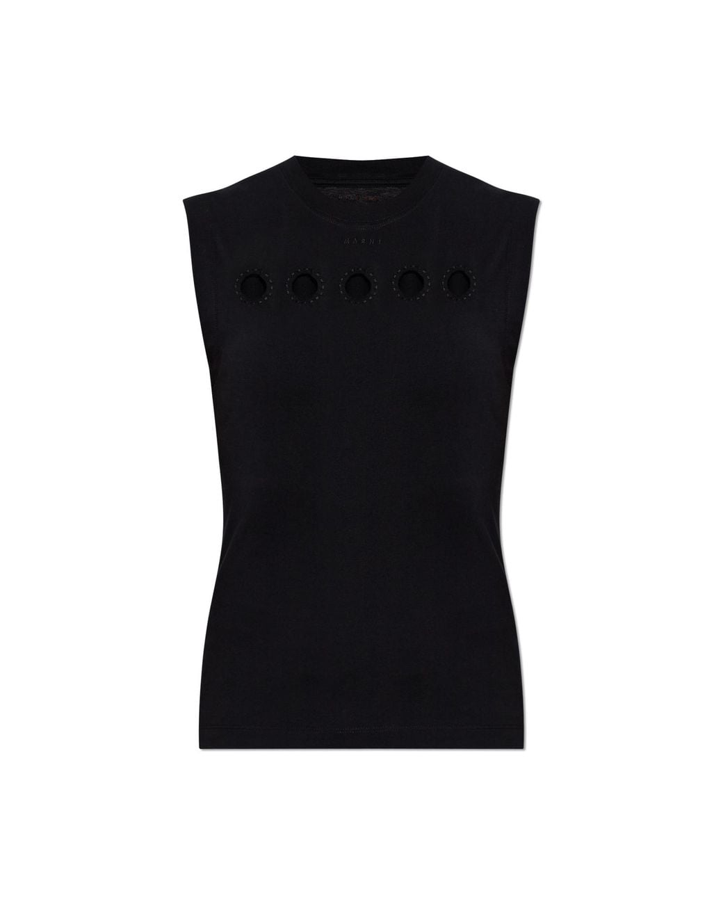 Marni Black Cotton Top With Crew Neckline