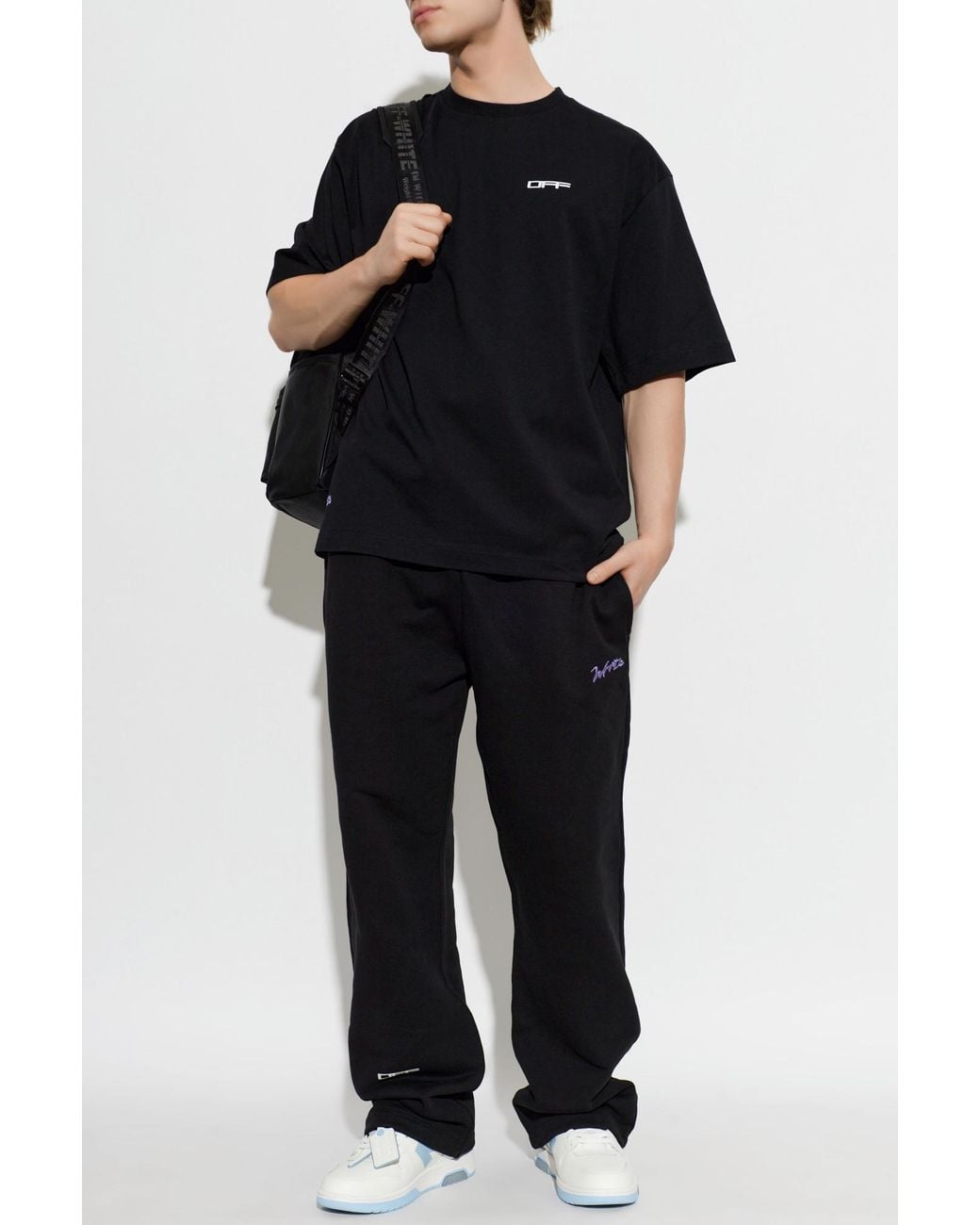Off-White c/o Virgil Abloh Black T-Shirt With A Colorfully Printed Logo for men
