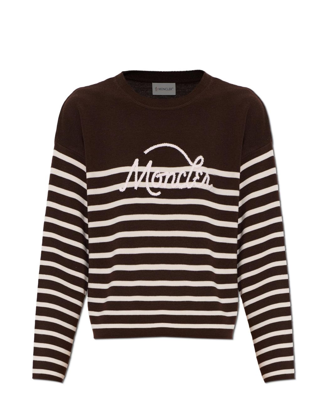 Moncler Brown Wool Sweater With Striped Pattern