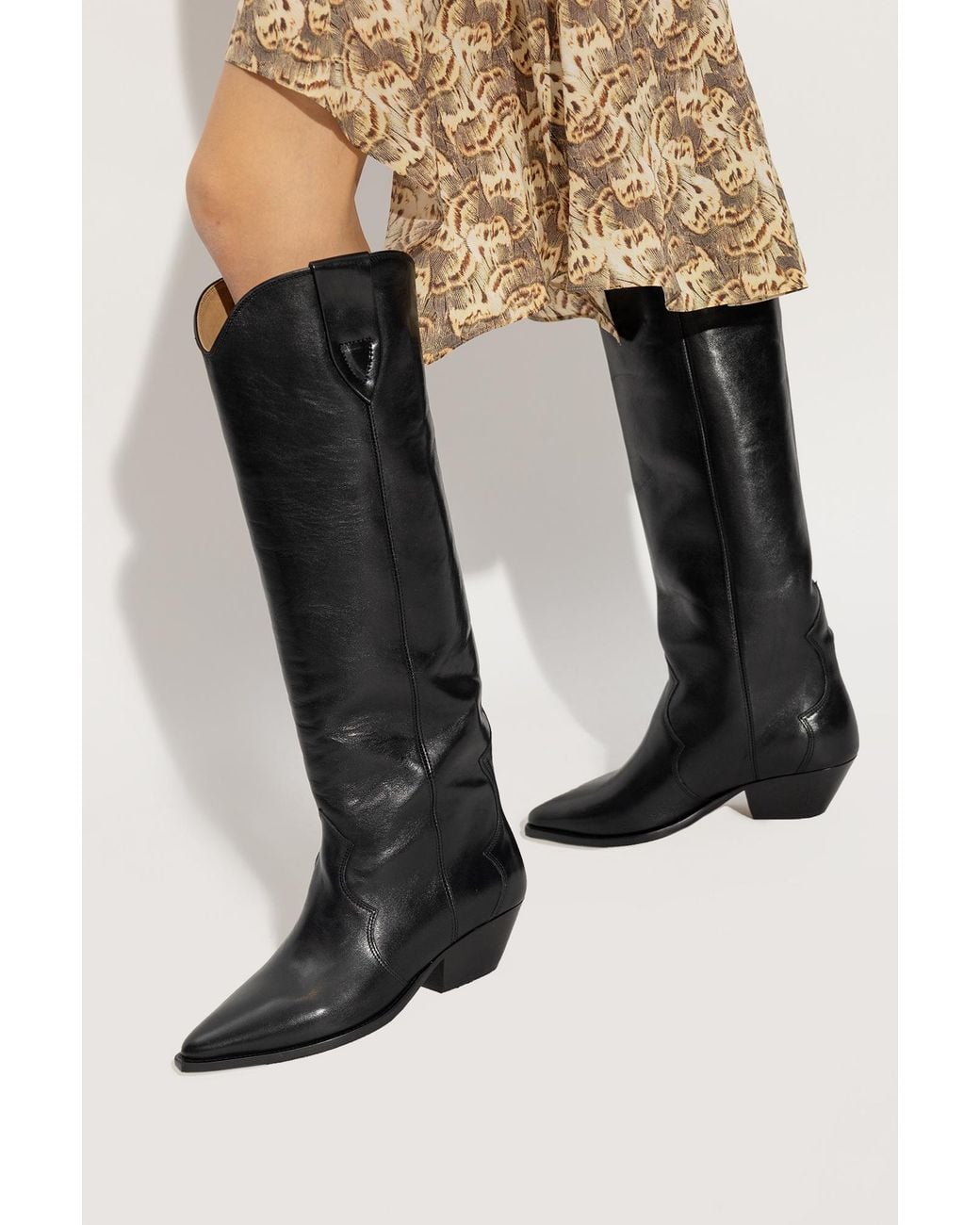Isabel Marant Black 'Denvee' Leather Heeled Boots