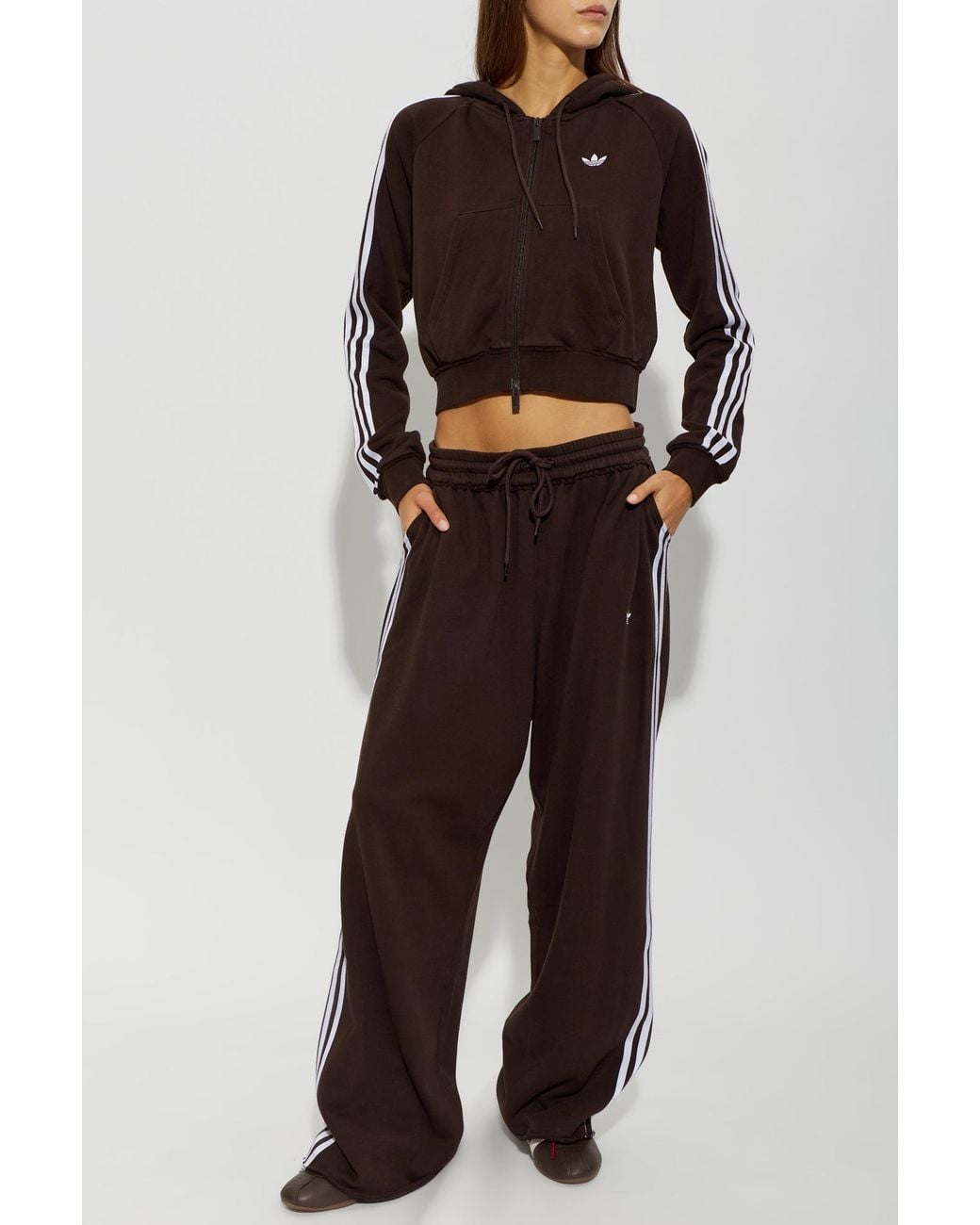 Adidas Originals Brown Wide-Leg Sweatpants