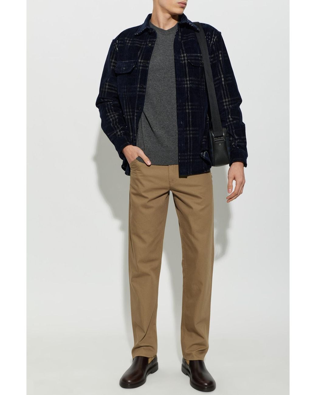 Burberry Gray Crew Neck Wool Jumper for men