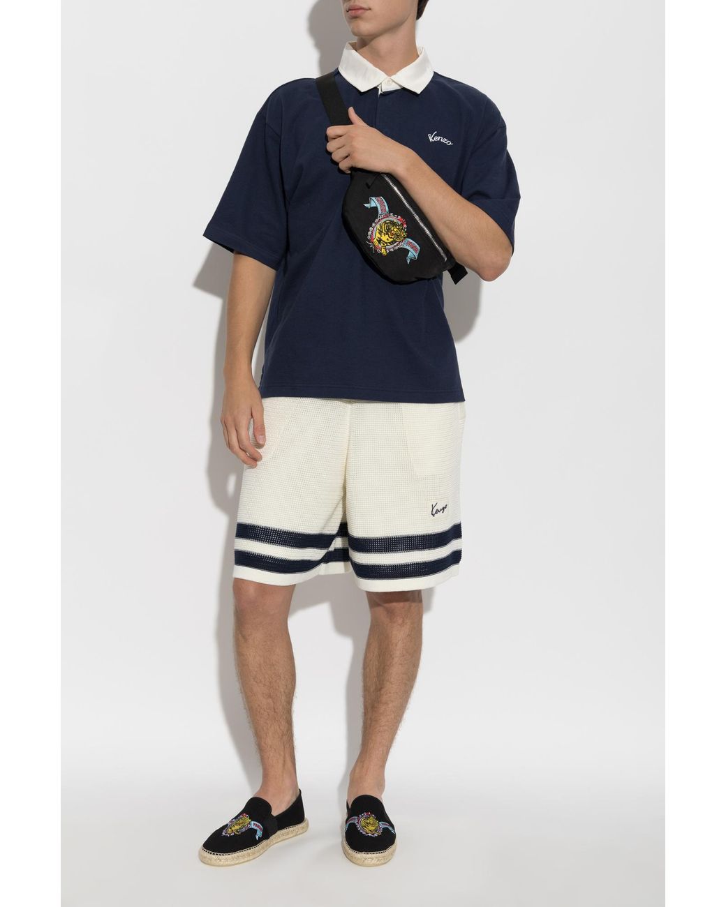 KENZO Blue Polo With Embroidered Logo for men