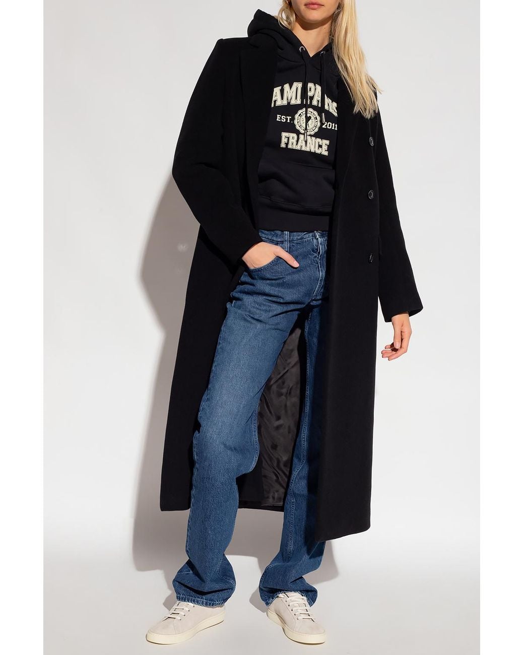 Samsøe & Samsøe Black Double-Breasted Coat 'Falcon'