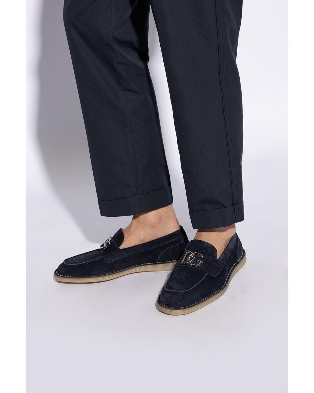 Dolce & Gabbana Black 'New Florio' Suede Loafers for men