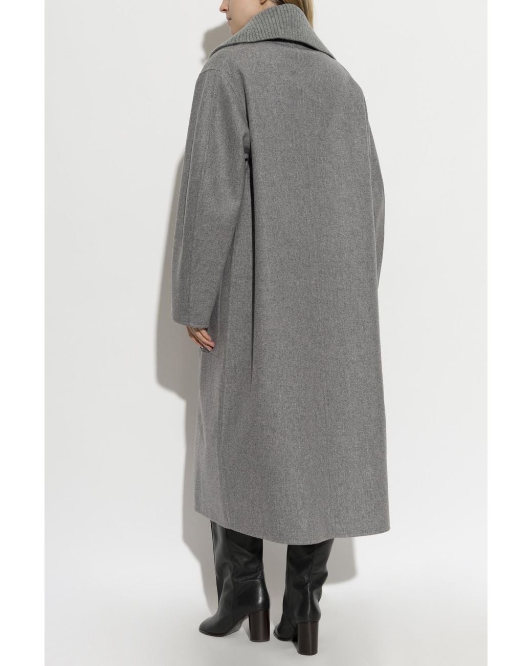 Lanvin Gray Wool Coat With Detachable Collar