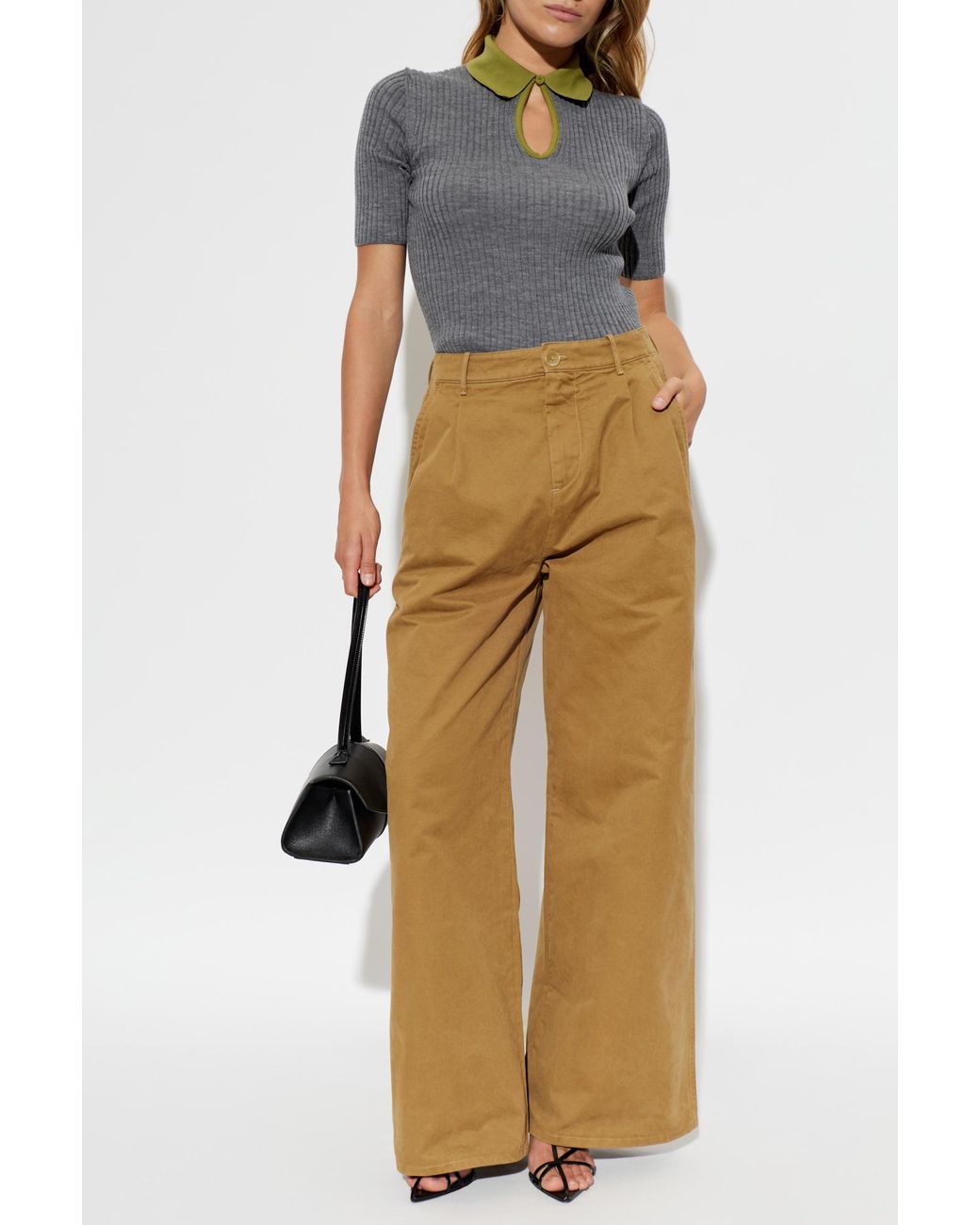 Jil Sander Gray Wool Polo