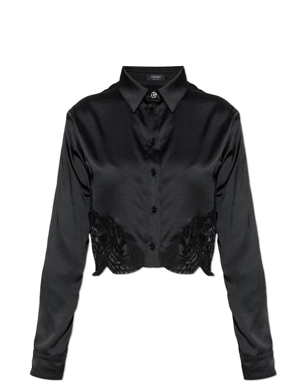 Versace Black Shirt With Lace Inserts
