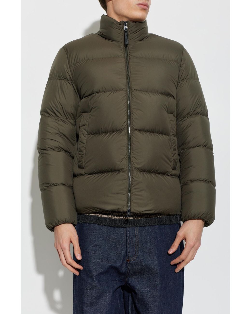 Woolrich Green Stand-Collar Down Jacket for men
