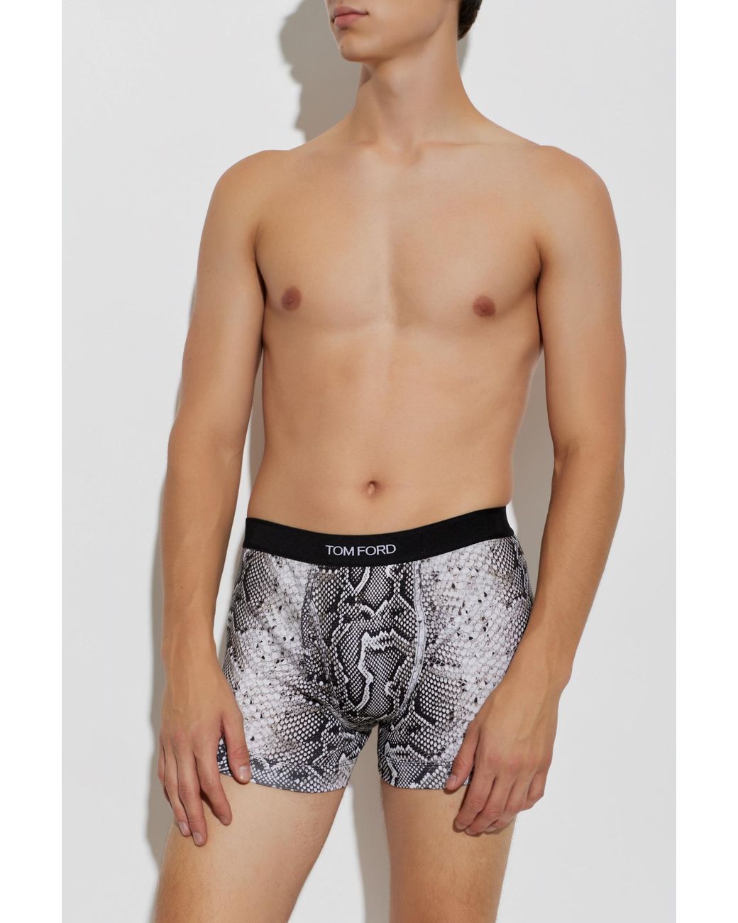 Tom Ford Black Cotton Boxers With Animal Motif for men