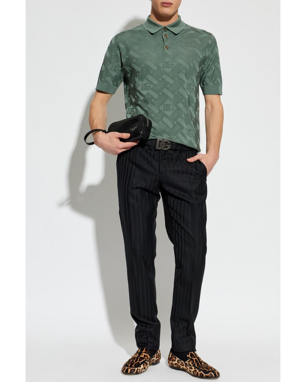 Dolce & Gabbana Black Satin Striped Trousers for men