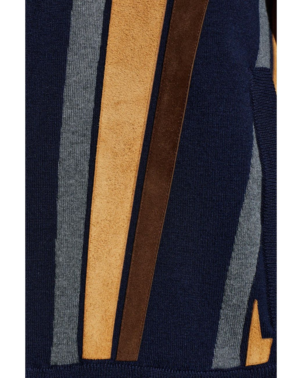 Versace Blue Cardigan With Leather Inserts for men