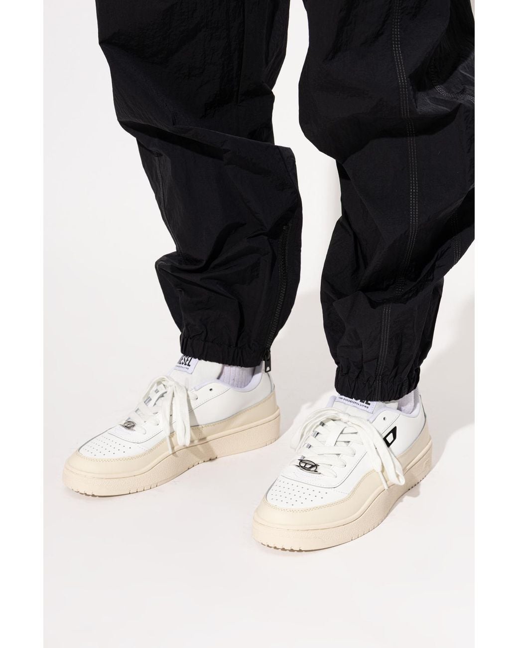 DIESEL White 'S-Tracker-D Low' Sports Shoes for men