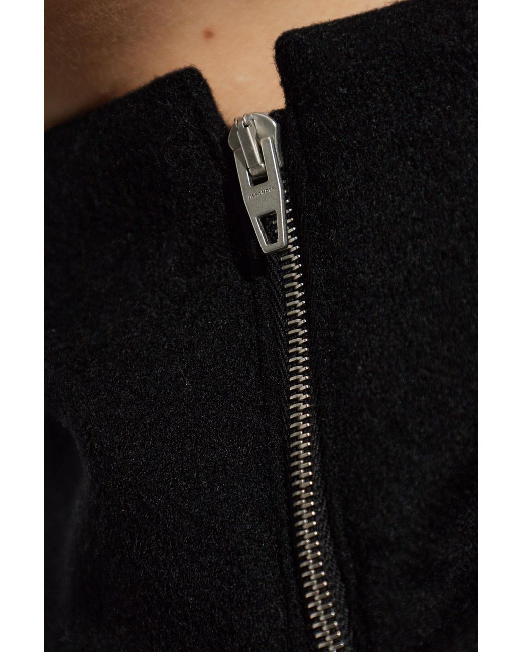 Jil Sander Black Wool Jacket With Stand-Up Collar